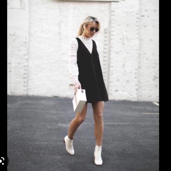 🌻 Suede Nordstrom 5/48 faux leather black jumper mini dress - Picture 1 of 14